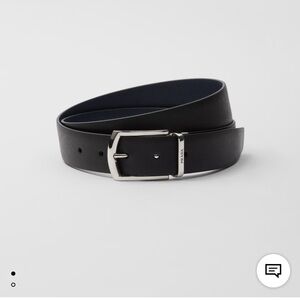 Reversible saffiano leather belt navy/black size 120